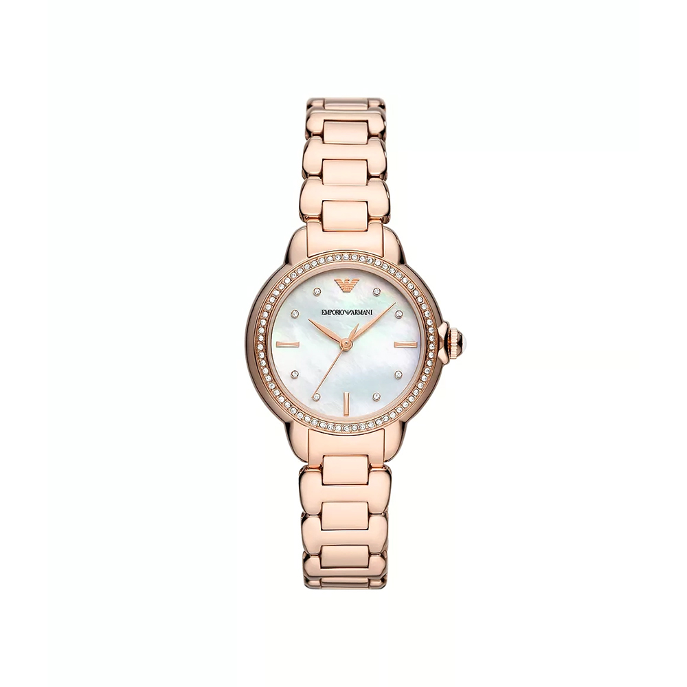Picture of Emporio Armani Three-Hand Rose Gold-Tone Stainless Steel Watch AR11523