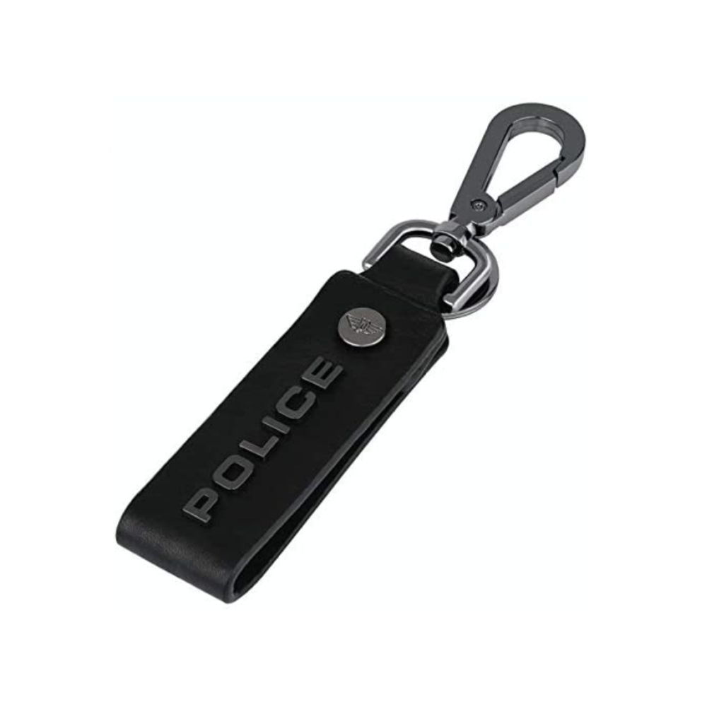 Picture of Police Droid Black Leather Keyring P Pa40077K